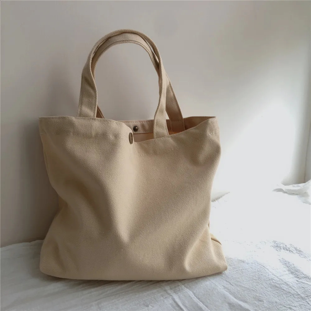 Fashion Canvas Bag Solid Color Shopping EcoFriendly Foldable Grocery Bags Folding Pocket Tote Shoulder Handbag 240925