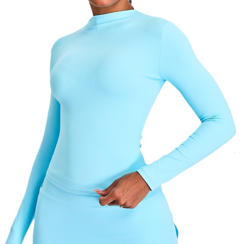 New high neck long sleeved yoga women's top slim fit and slimming sports T-shirt outdoor running fitness suit