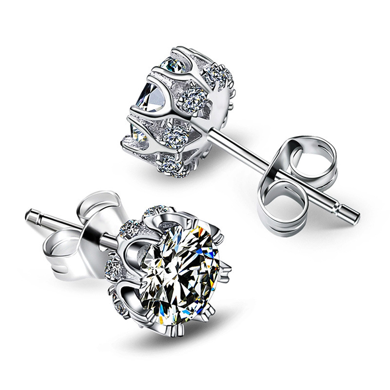Top-Selg Stud Earrings: Simple Elegant Sterg Sier, 5A Cubic Zirconia, Perfect for Weddings & Parties