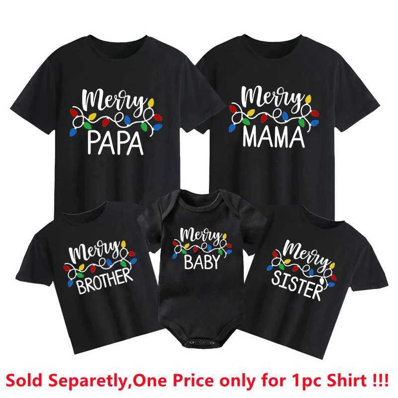 1 Family Matching T-shirt for Mom Dad Son Daughter Happy Christmas Shirt Cotton Family Appearance Christmas Family T-shirt W241008