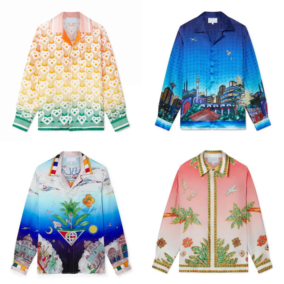 24ss Men Designer Silk Casual Shirts New High Quality Classic Style Lapel Button Print Patter Vacation Summer Hawaii Beach Casual Versatile Silk