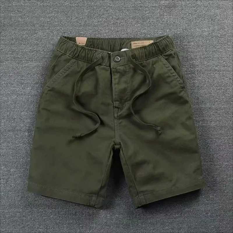 Summer elastic waist casual shorts new summer mens solid color shorts Korean version trendy mens pull-up pantsW240713