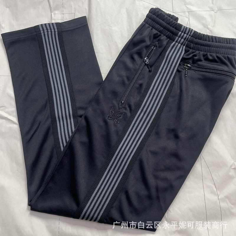 needles track butterfly pants trendy brand niche hanging loose fitting men's and women's straight tube sports casual long pants
