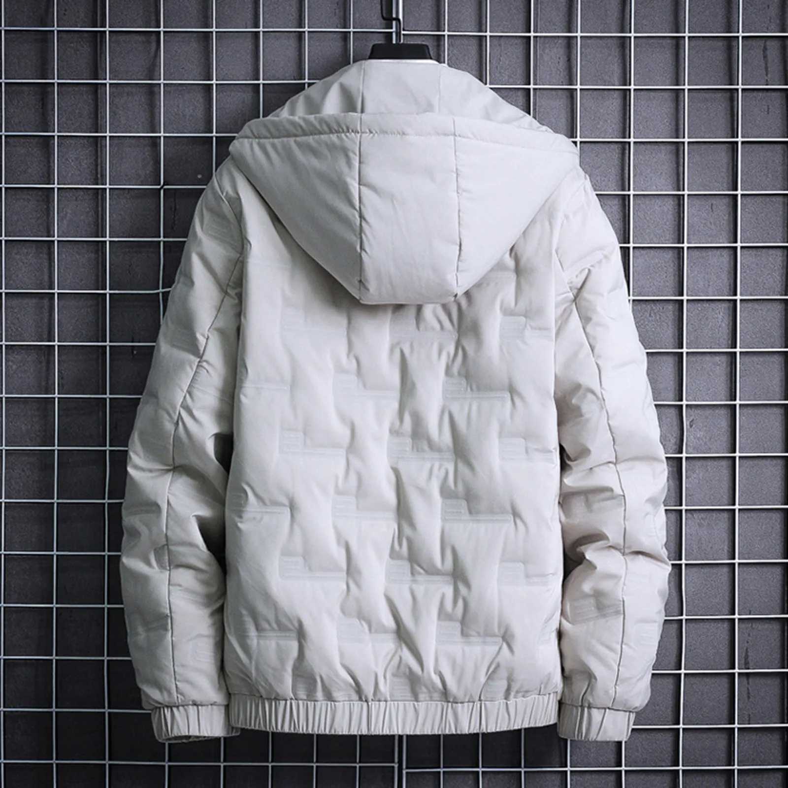 Thick Warm Padded Coat Male Hooded Warm Outwear Soild Padded Jacket Long-Sleeve Winter Thermal Coats For Mens XJ241008