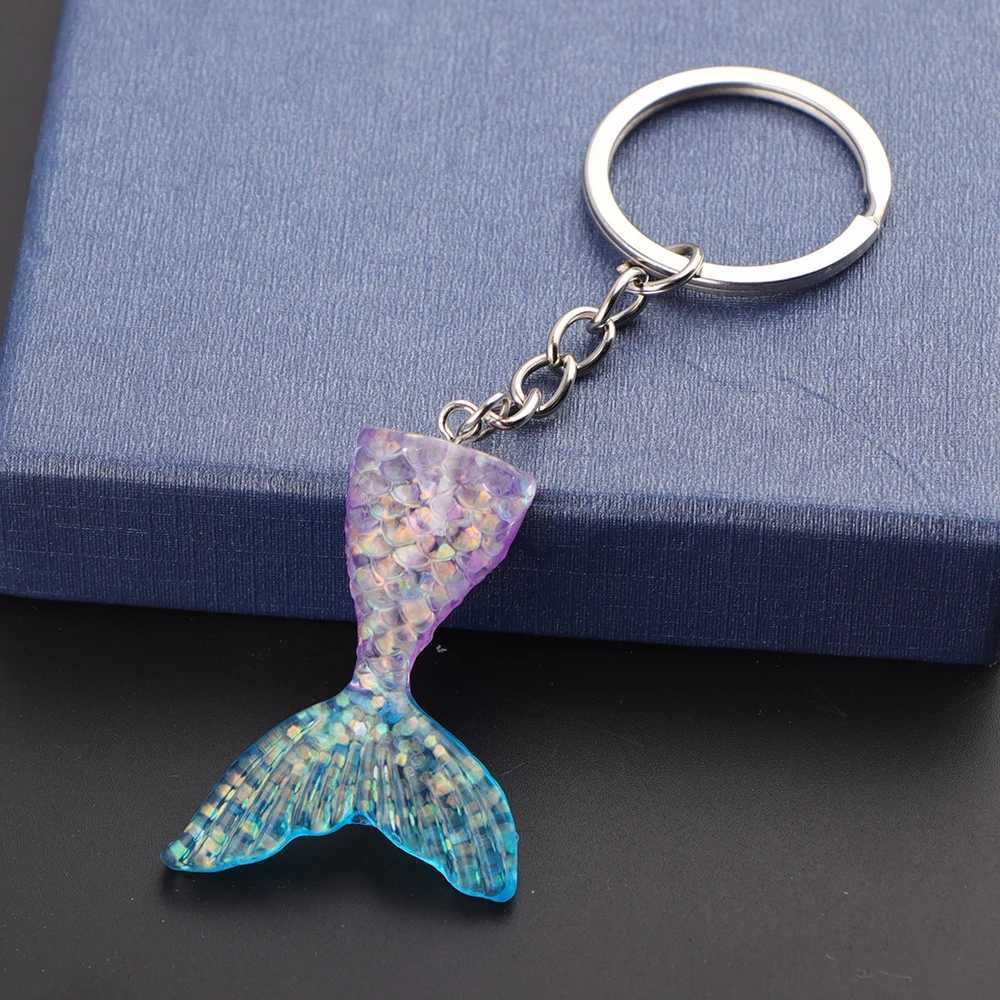 5pcs/lot Shinny Sequins Mermaid Tail Keychain Gradient Color Mermaid Pendant Keyring for Friends Sister Party Jewelry GiftsX241008