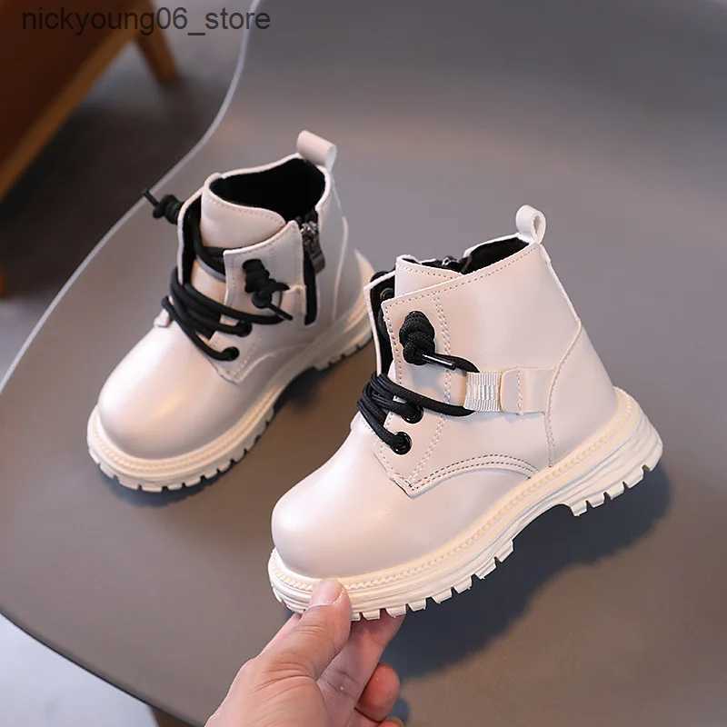 Boots Childrens Autumn Boots Thick Bottom Versatile Girls School Platform Ankle Boots Non-slip Kids Boys Black Short Boots Non-slip L240910