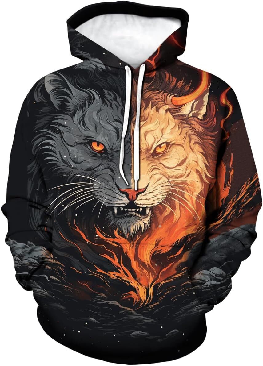 Hoodie for Mens Womens Psychedelic Tiger Hoodie Novelty Printed Hooded Casual Funny Hoodies Graphic Hoodies sweatshirt fashion