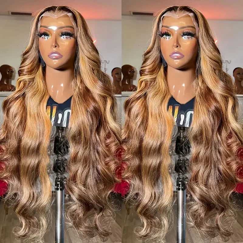 12A Front Lace Wig Womens Medium Part Wave Piano Color Long Curly Full Head Cover Synthetic Lace Wig For BlackXJ241008