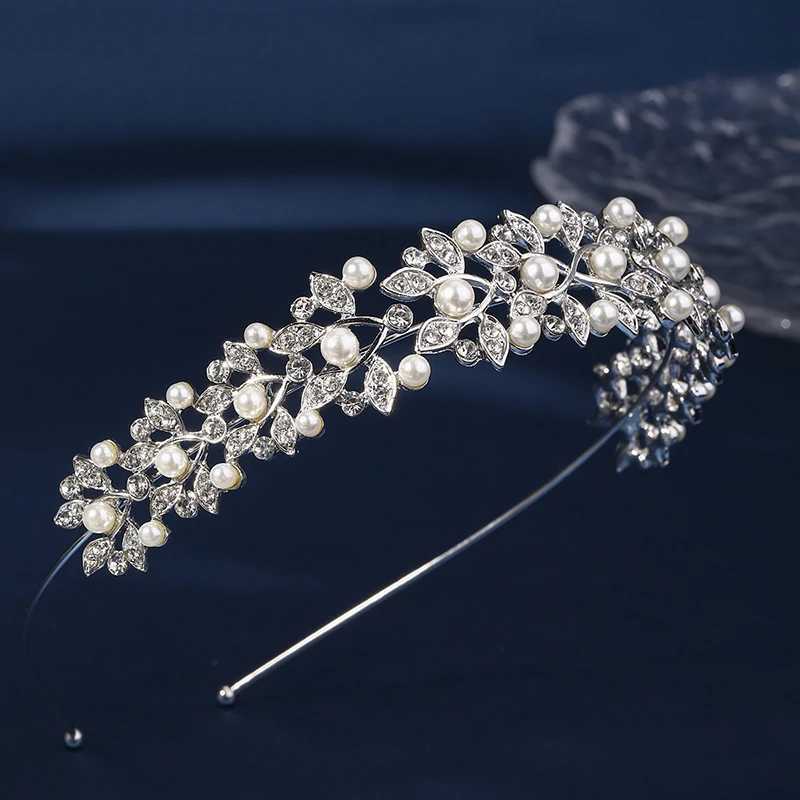 Silver Rhinestone Crown Ivory Pearl Retro Crystal Bridal Headpiece Bridal Headpiece W241007