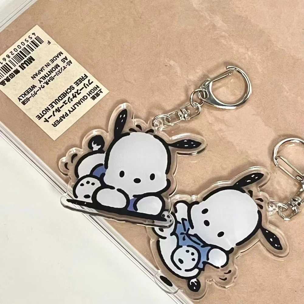 Kawaii Lovely Pochacco Keychain Cartoon Puppy Key Ring Couple Bag Figure Ornament Girl Accessories Car Pendant Childrens GiftX241008