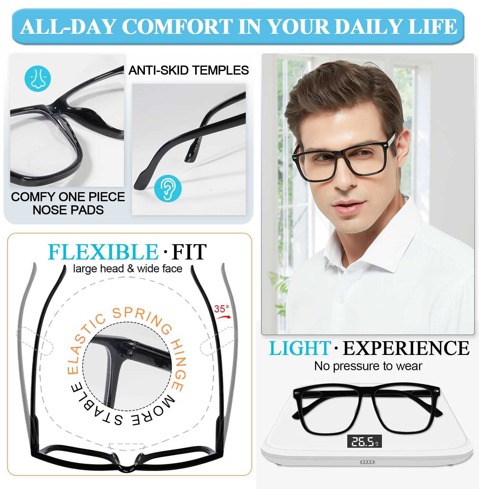 Oversized Reading Glasses Men Large Square Presbyopic Eyeglasses Reading Big Frame Stylish Readers +1 1.25 1.5 1.75 2 2.25 2.5 3X241008