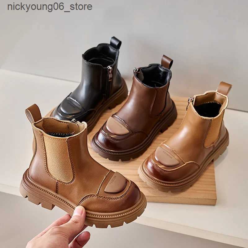 Boots Autumn/Winter 2024 Personalized Caramel Fashion Cotton Warm Mid-calf Kids Boots for Boys and Girls L240910
