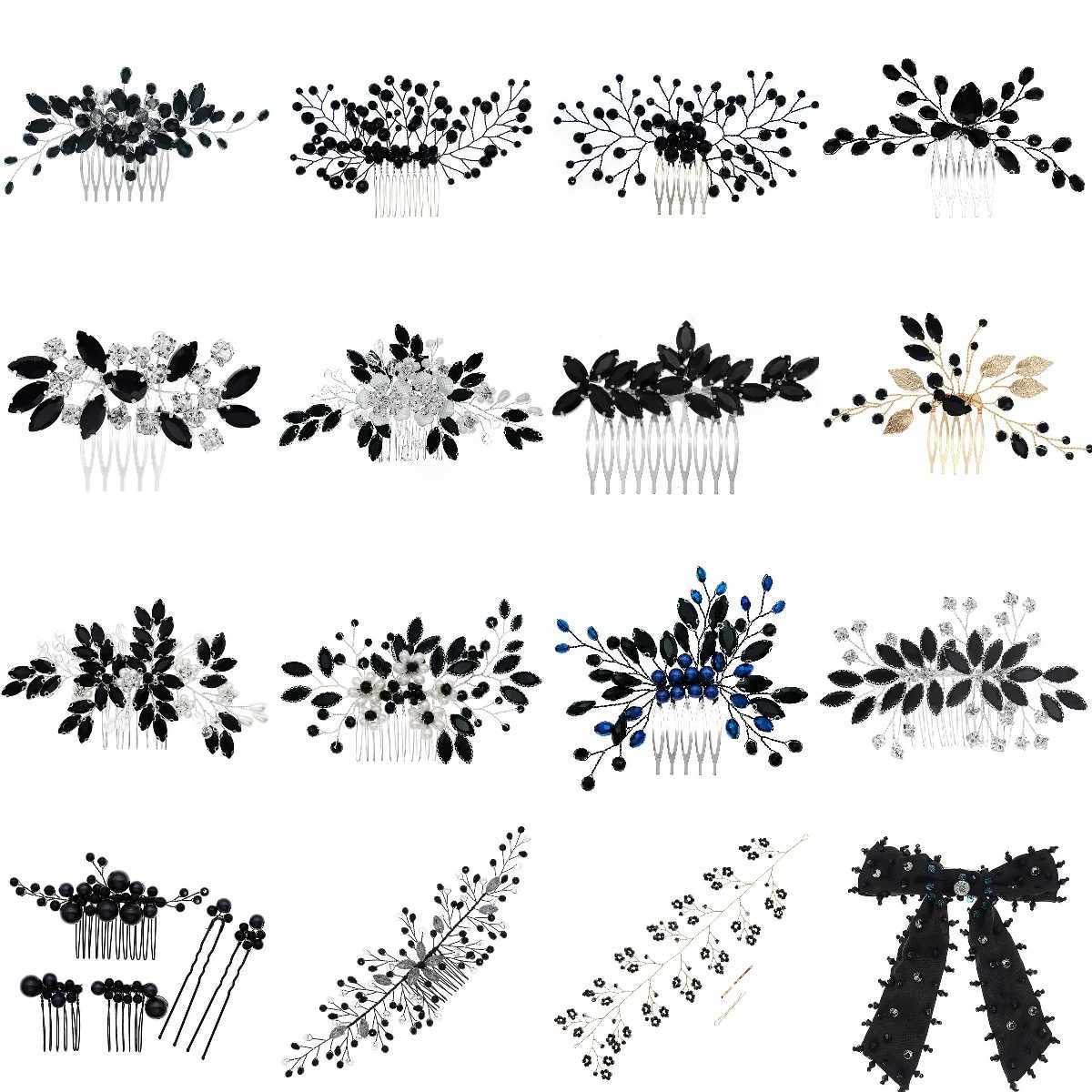Black Style Bridal Hair Comb Black Series Wedding Hair Accessories Fashion Holiday Halloween Party Gifts W241007