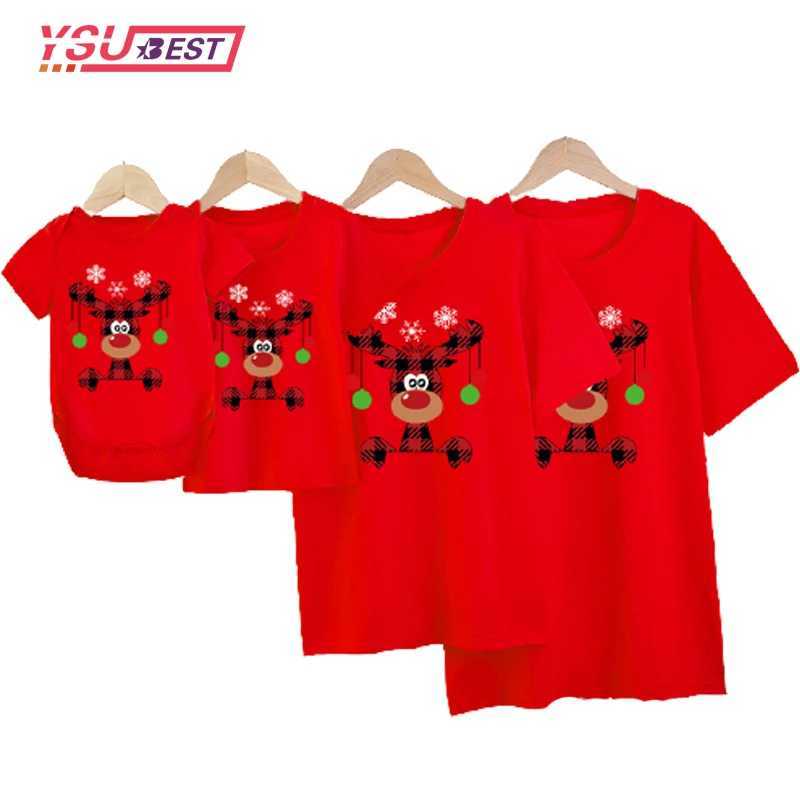 Christmas Deer Family Matching Clothing Dad Mom Brother sisters Birthday T-shirt Funny family look party T-shirt Top 1 W241008