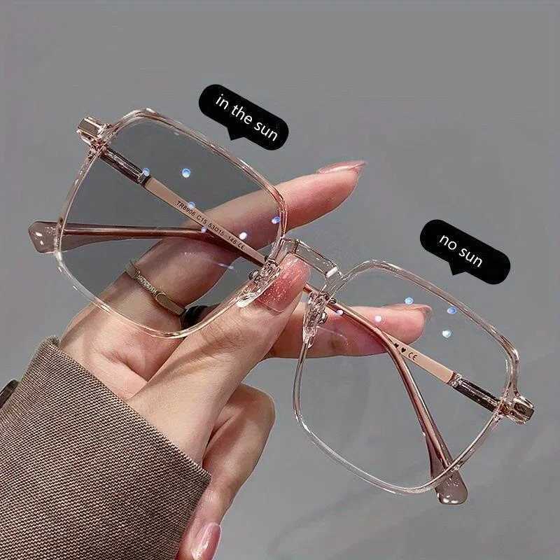 Photochromic Lenses Anti Blue Light Reading Glasses Woman Men Large Square Frame Farsighted Presbyopia Glasses 0 +100 To +300X241008