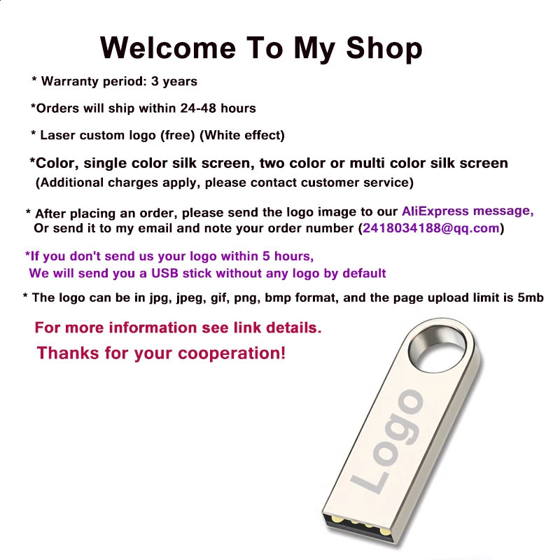 10Pcs/batch metal USB flash drive 4GB 8GB pen drive 16GB 32GB cle USB stick 2.0 UDP memory flash drive 64GB 128GB free customization 240925