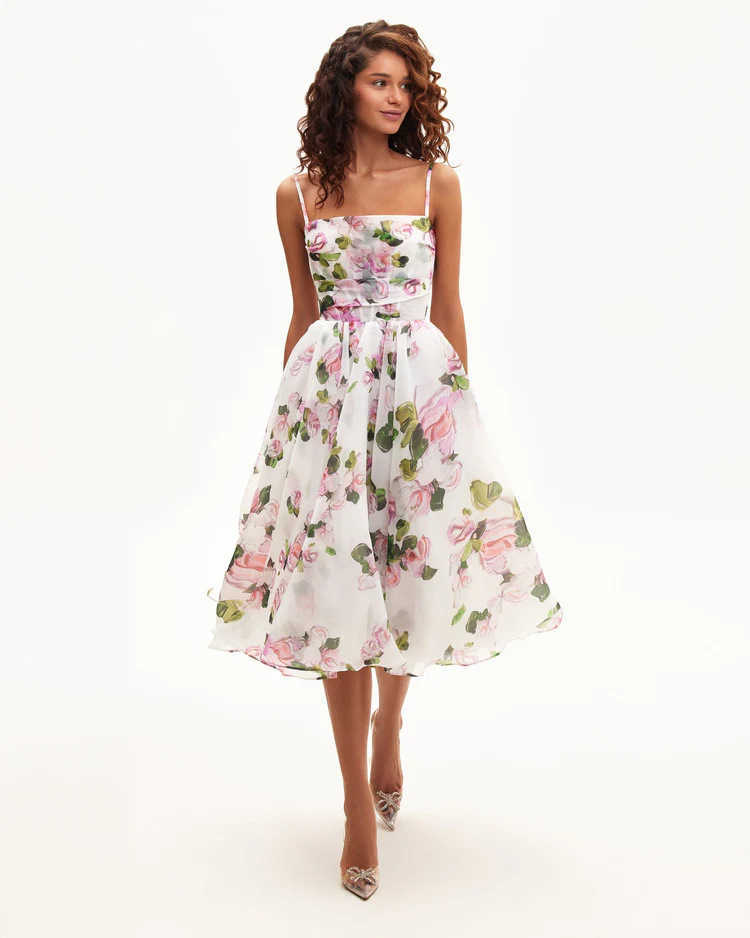 Casual Dresses New Spring Summer Womens Fashion Strap Organza Fairy Style Medium Long Style Evening Dress Urban Sexy Dresses 240924
