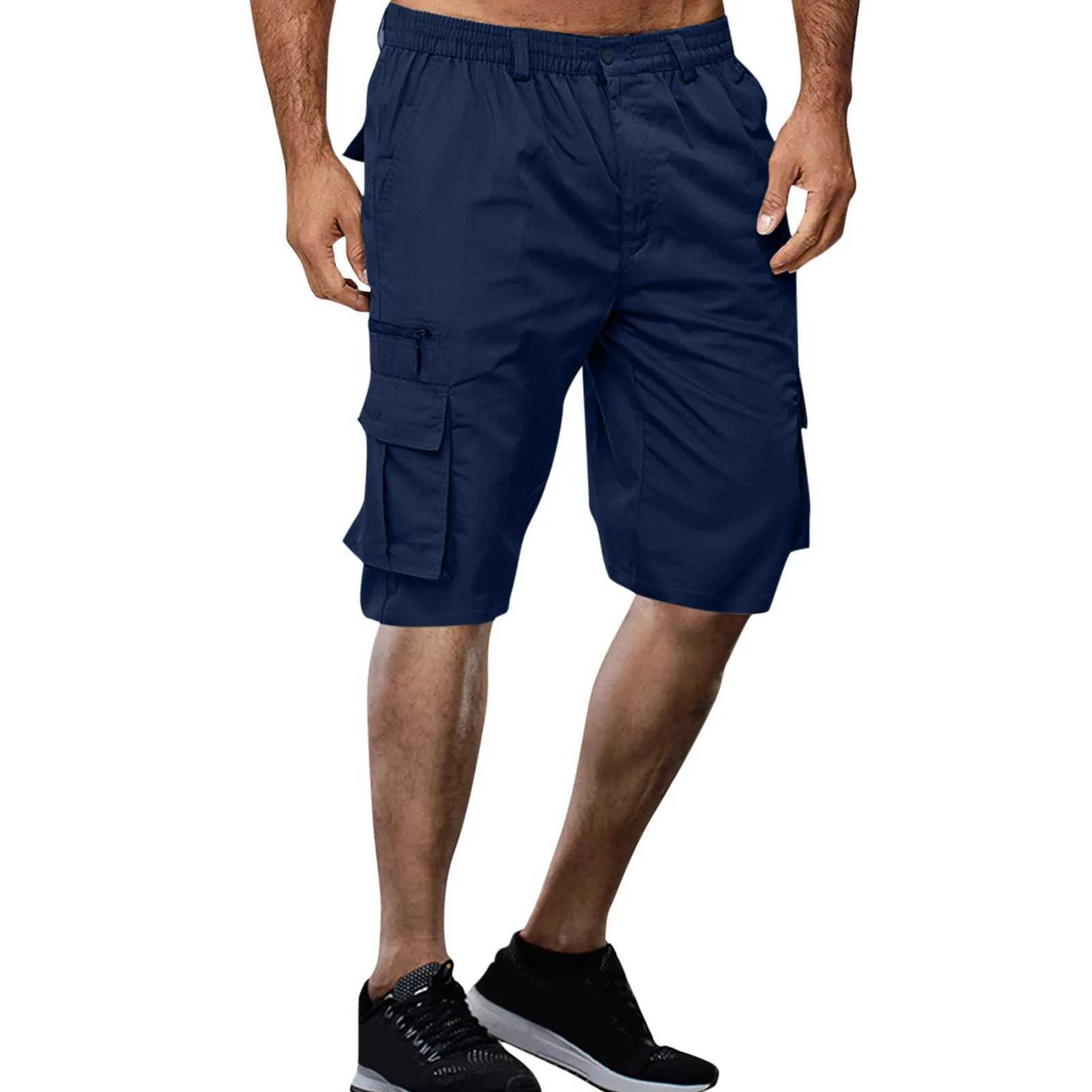 Mens military cargo shorts mens tactical pants casual large pocket sports flat cargo panel Trouser Plus size S-3xlW240713