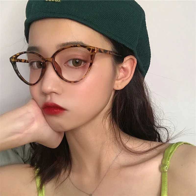 New Fashion Unisex Cat Eye Plain Glasses for Women Pc Frame Glasses for Party Eyeglasses Female Decorative Spectacles GlassesX241008