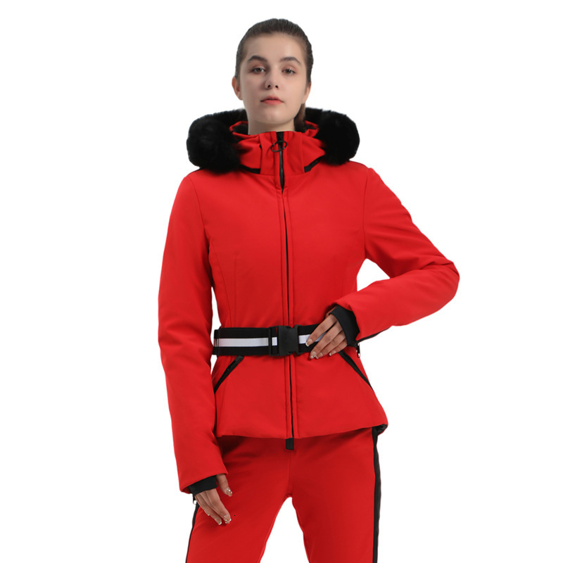 Gsou 2024 New Ski Jacket Women Thickening Snowboard Female Overalls Winter Windproof Waterproof Breathable Clothing Skiing Coat