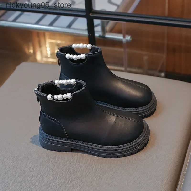 Boots Winter Children Princess Fashion Boots Warm Plush Girl Snow Boots Sweet Versatile Kids Causal Ankle Cotton Boots Thick Bottom L240910