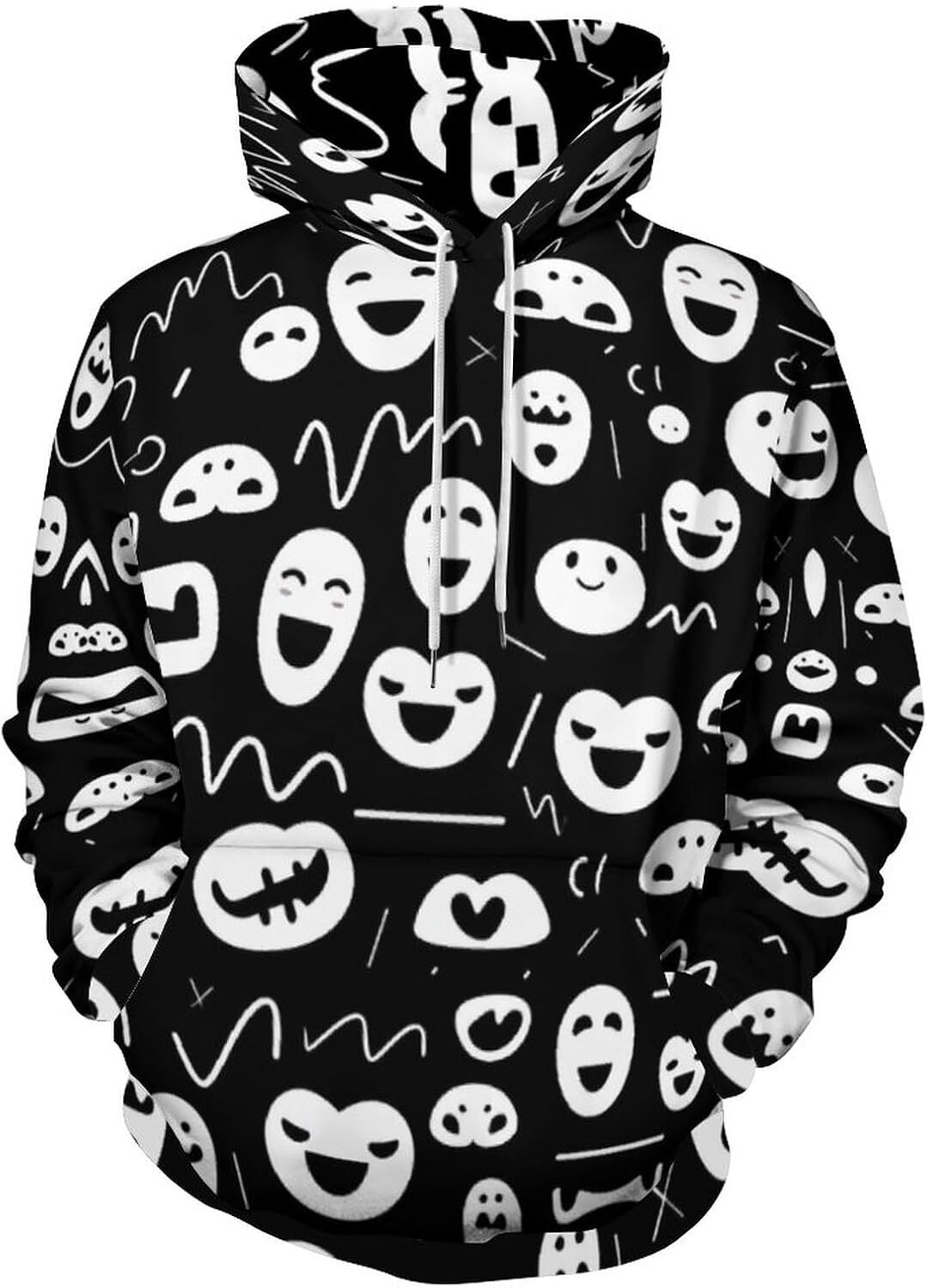 Hoodie for Mens Womens Unisex Hippie Smiling Face Hoodies Novelty Printed Hooded Funny Hoodie Graphic Hoodies sweatshirt cool