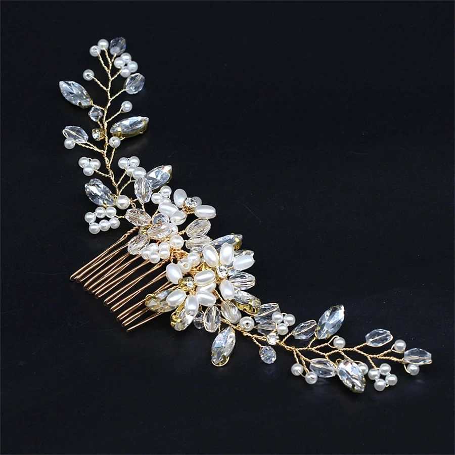 High quality retro rose gold and silver wedding accessories bridal headpiece sparkling crystal hair comb elegant womens banquet W241007