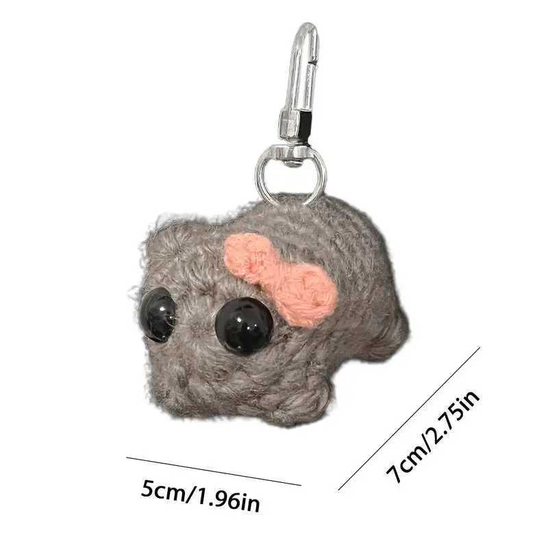 Crochet Animal Keychains Sad Hamster Plush Doll Pendants Funny Keyring Bag Accessories for Children Birthday Christmas GiftsX241008
