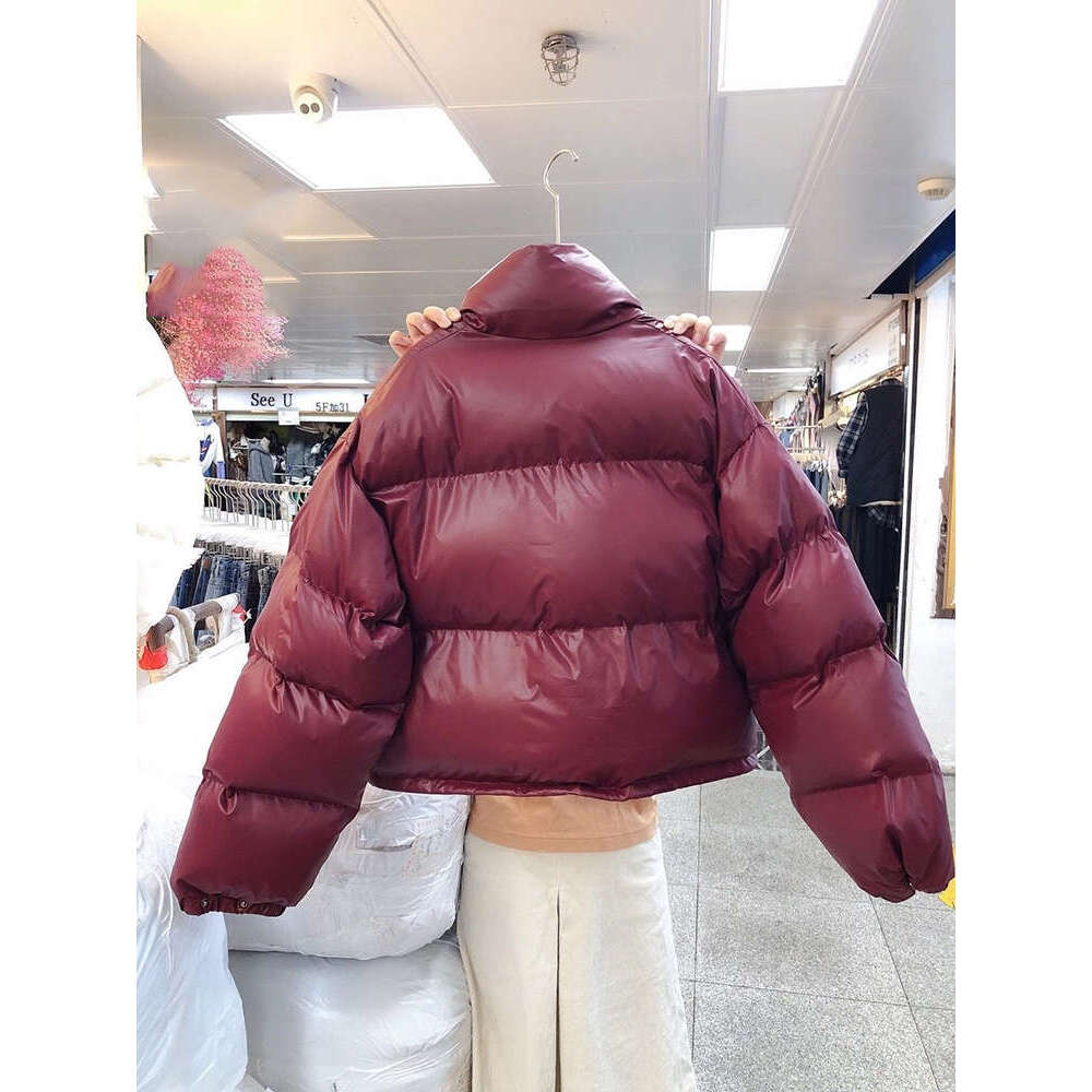 Cotton Padded Glossy Snow Parka Women Winter Waterproof Oversize 2Xl Coat Stand Collar Thickened Puffer Jacket 2023 New