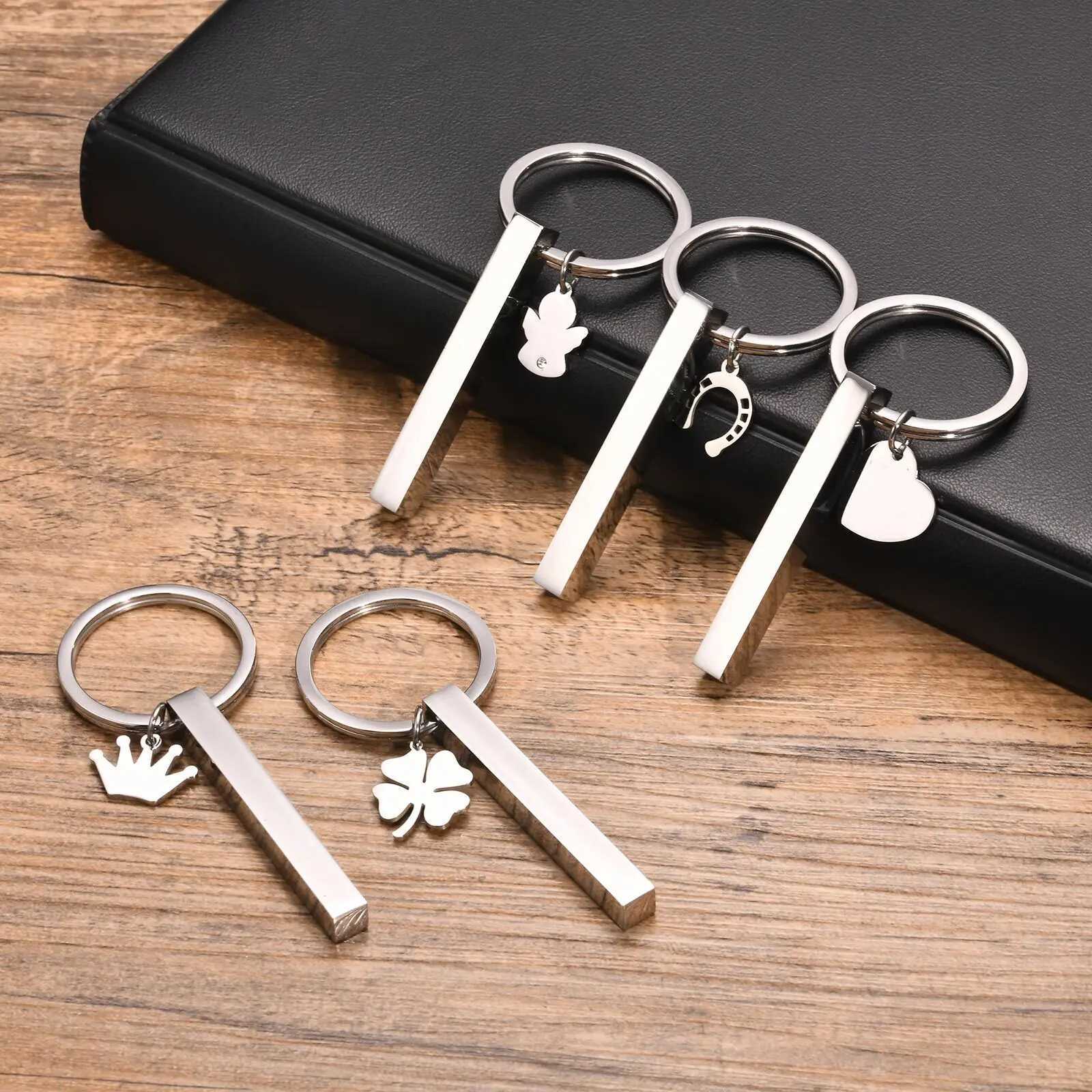 MP Personalized Stainless Steel Keychain3D Long Bar Key Rings Engrave Text Name Date Key ChainsJewelry Gifts for Boys GirlsX241008