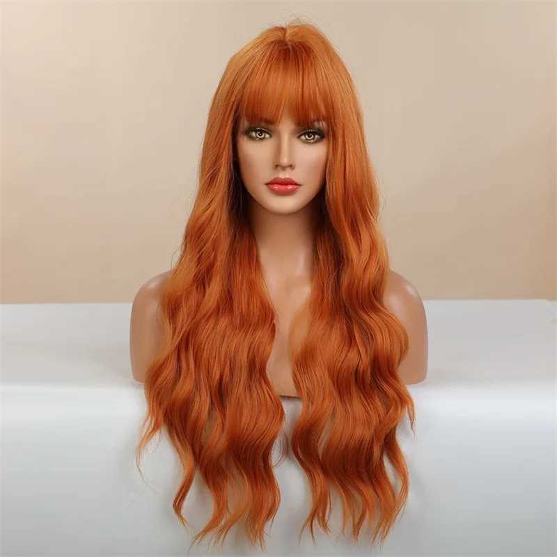 New fashion wig female long curly hair orange big wave synthetic fiber high temperature silk wig full head coverXJ241008