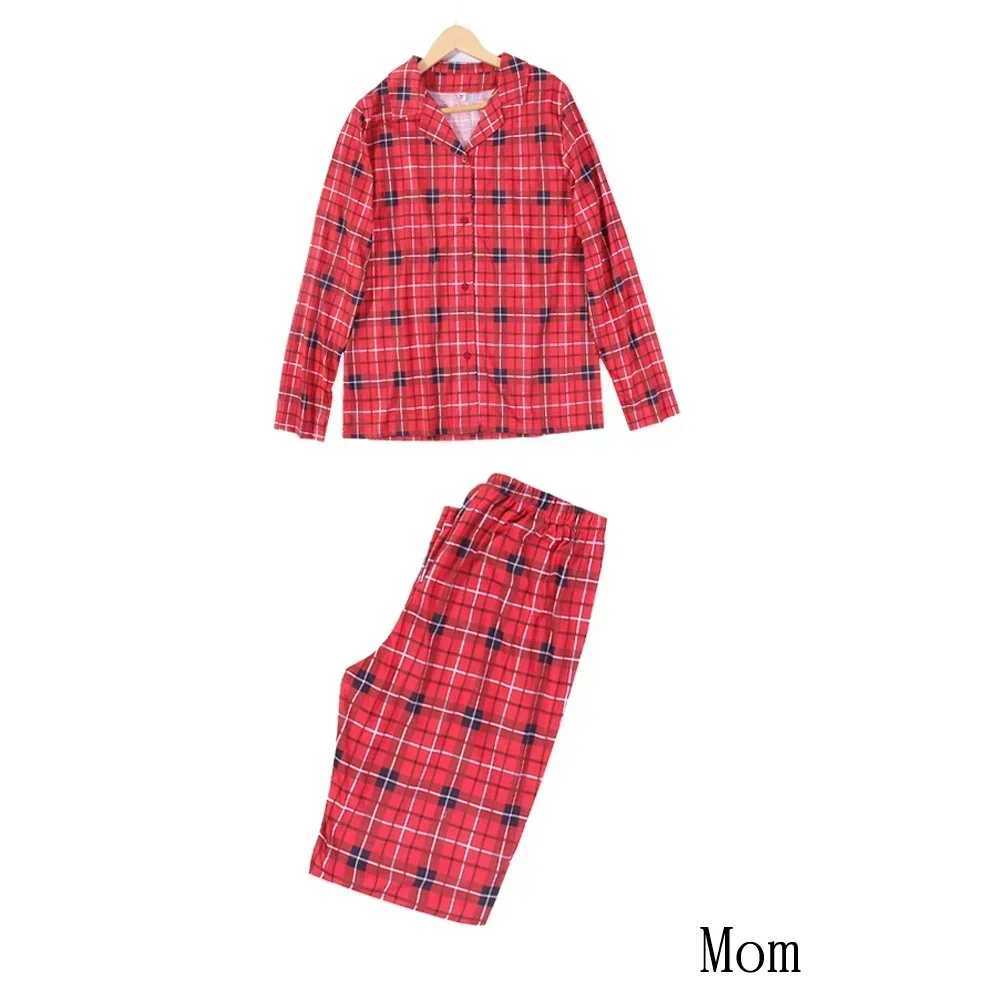Christmas Pajamas Parent-child Matching Outfits Plaid Print Shirt+Pants 2 Pieces Suit Baby Dog Romper Sleepwear Xmas Family LookXJ241008