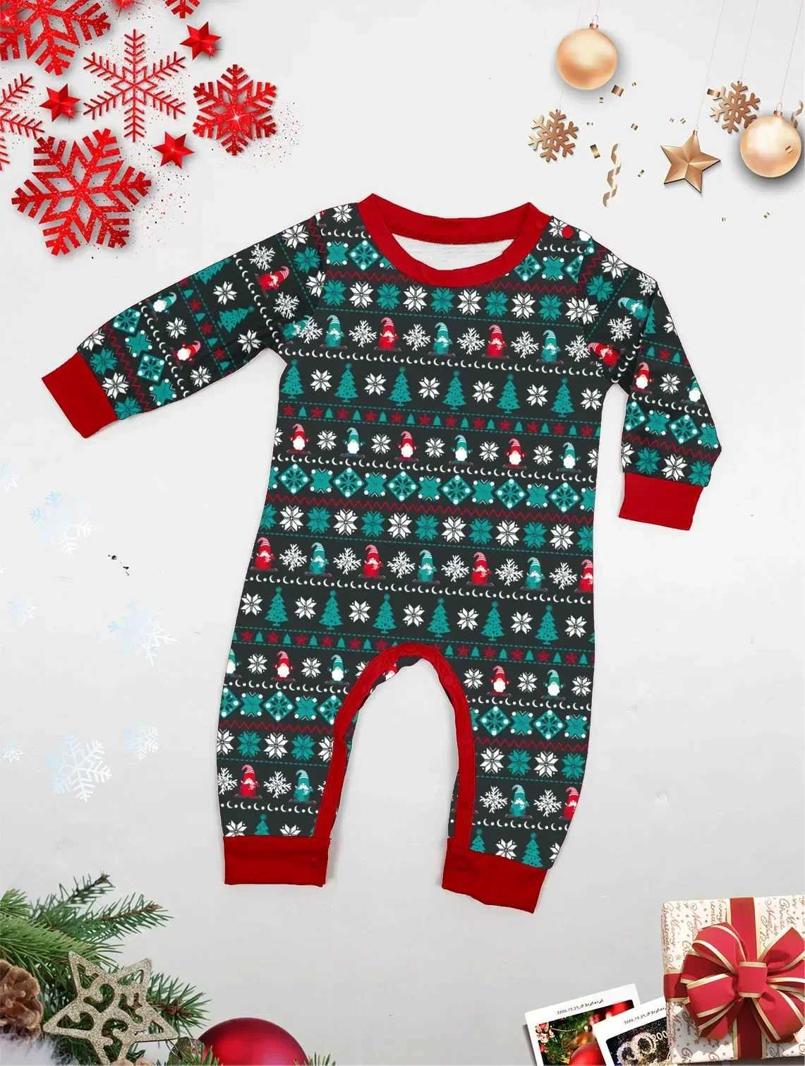 New Arrival Allover Print Christmas Pajamas Set Parent-child Matching Outfits Casual 2 Pcs Suit Baby Dog Romper Xmas Family LookXJ241008