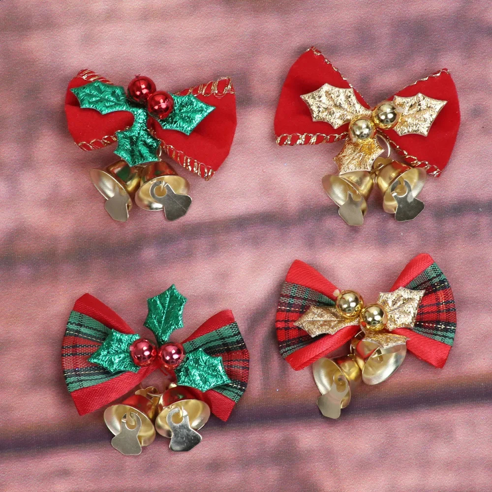 10pcs Mini Tree Decoration Gift Box Accessories Christmas Bow Bells 241008