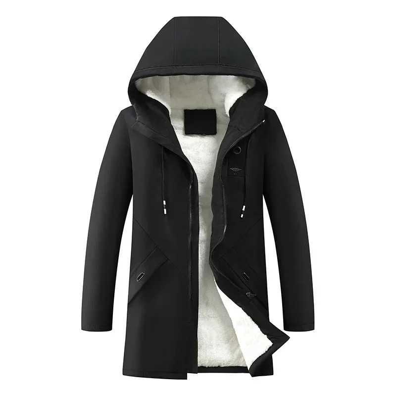 Autumn and winter Korean mens cardigan wool sweater mid length trench coat mens hooded solid jacket casual windproof mens 8929 W241007