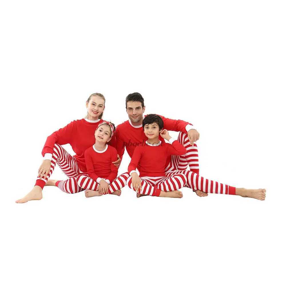 Baby Boy Clothes Christmas Family Matching Outfits Mother Kids Family Clothing Sets Red Full Sleeve Striped Pant Children PajamaXJ241008