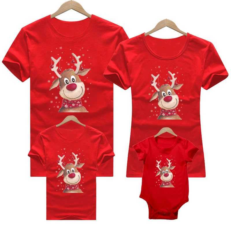 Family Clothing Set Christmas Match Clothing Mother Daughter Short Sleeve T-shirt Red Santa Claus Mother Childrens Top W241008