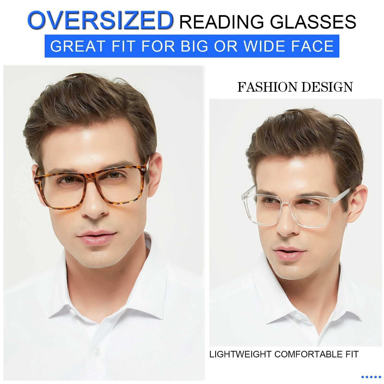 Oversized Reading Glasses Men Large Square Presbyopic Eyeglasses Reading Big Frame Stylish Readers +1 1.25 1.5 1.75 2 2.25 2.5 3X241008