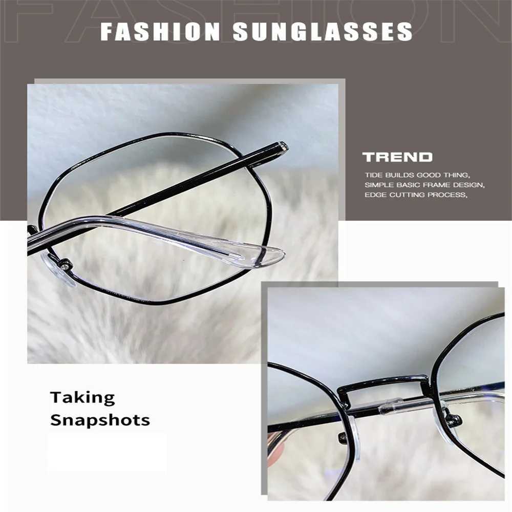 New Transparent Glasses Women Men Image Glasses Anti Blue Light Metal Frames Polygonal Eyewear Optical Spectacle Eyeglass GiftX241008