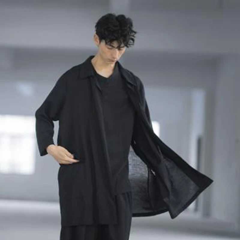 Mens black windproof summer new casual jacket mens thin long sleeved jacket mens black slim fit casual simple mens retro W241007