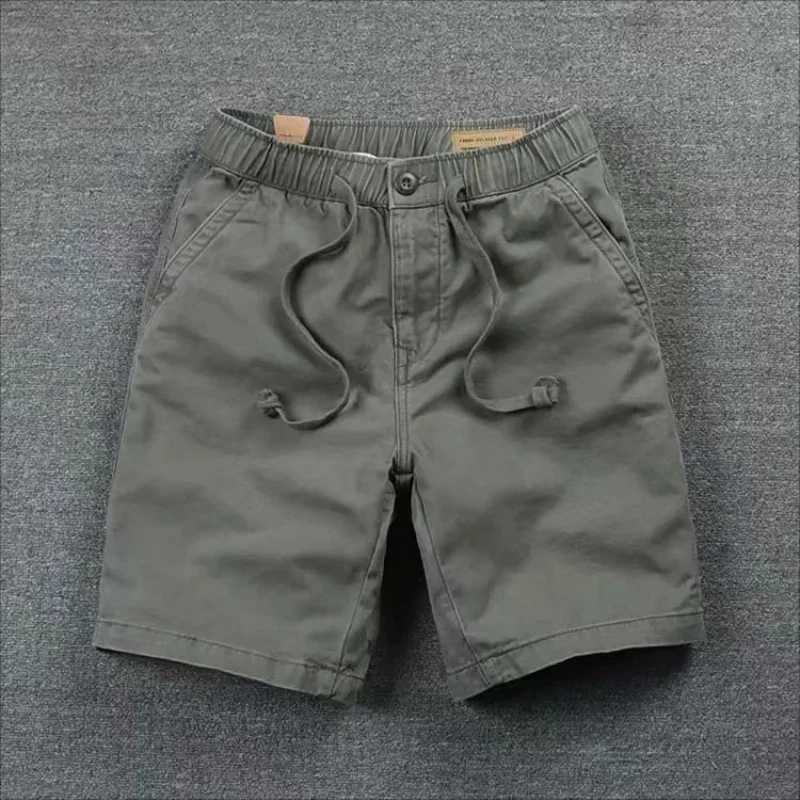 Summer elastic waist casual shorts new summer mens solid color shorts Korean version trendy mens pull-up pantsW240713