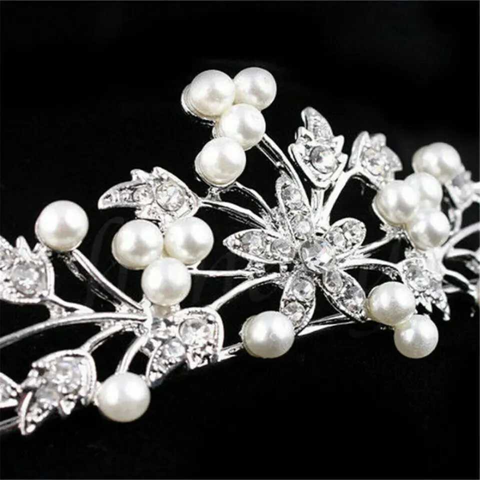 Bridal Pearl Crown Headband Diamond Hair Accessories Alloy Rhinestone Princess Wedding Headband Bridal Headband W241007