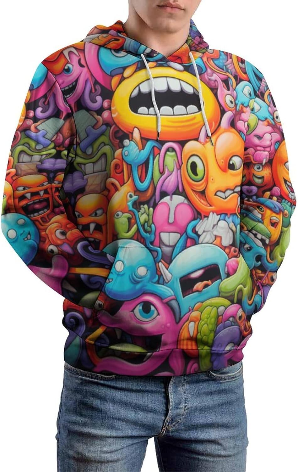 Hoodie for Mens Womens Unisex Tie Dyed Hoodie Printed Hooded Psychedelic Cartoon Funny Sweatshirt Hoodies Graphic Hoodies sweatshirt