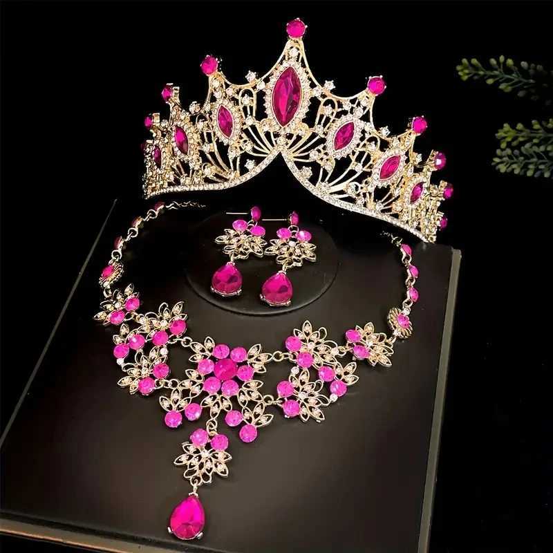 3 pieces/set of luxury jewelry hair accessories set rhinestone banquet fashionable princess headband wedding accessories set crown gift W241007