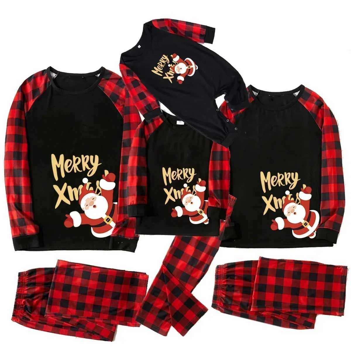 Merry Xmas Santa Print Pajamas Set Parent-child Matching Outfits Soft Boys Girls Clothes Baby Dog Romper Christmas Family LookXJ241008
