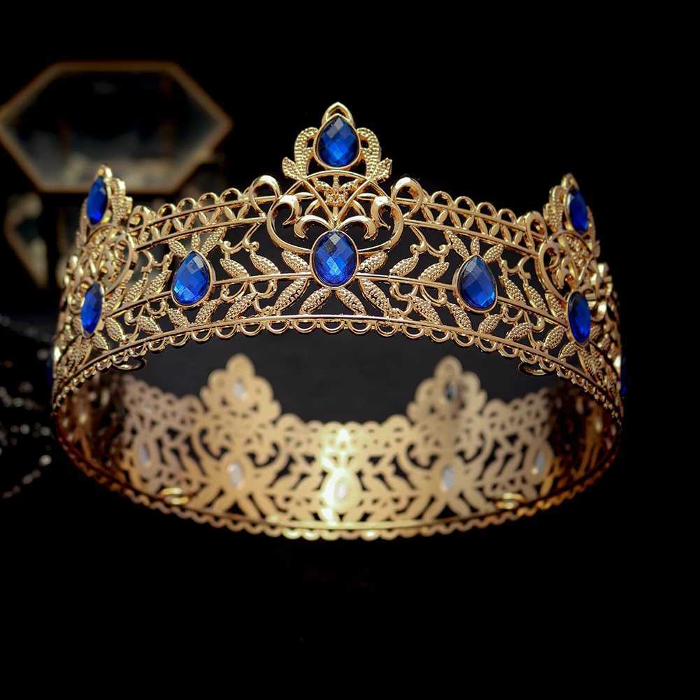 Round Wedding King Headwear Mens Rhinestone Royal Crown Hair Accessories Important Occasion Headwear Jewelry Accessories W241007