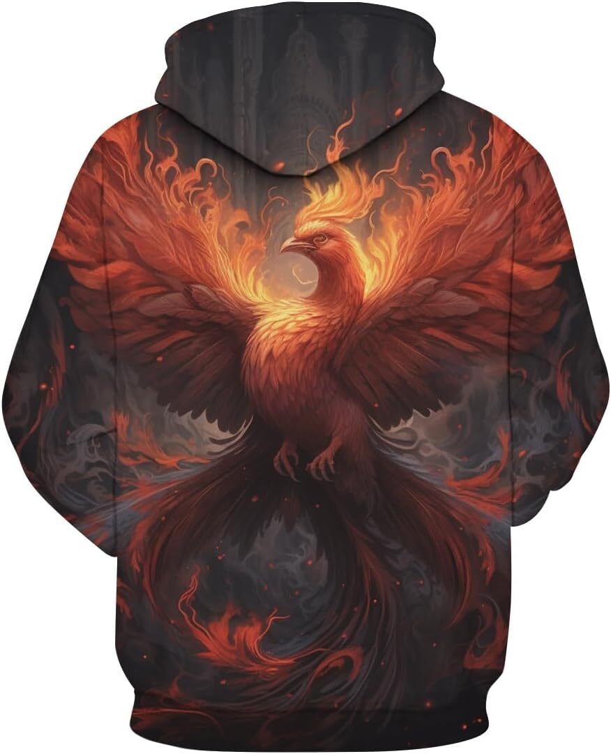 Hoodie for Mens Womens Unisex Flame Phoenix Hoodie 3D Novelty Pattern Printing Fashion Long Sleeve Pullover Hoodies Men Graphic Hoodies sweatshirt