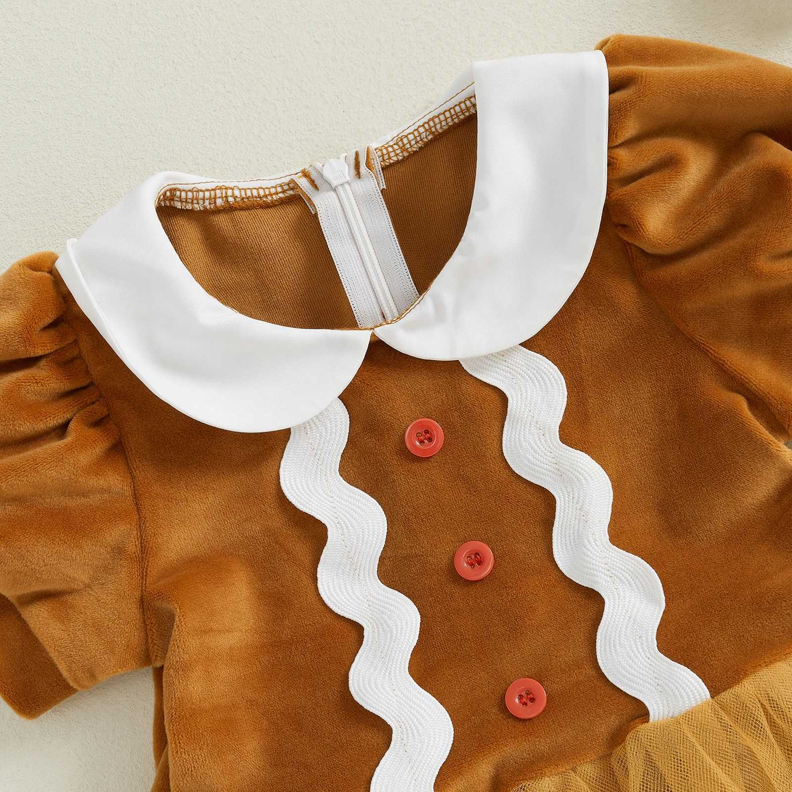 Ma baby 0-4Y Christmas newborn and childrens baby clothing home clothing gingerbread chiffon dress jumpsuit Christmas clothing W241008