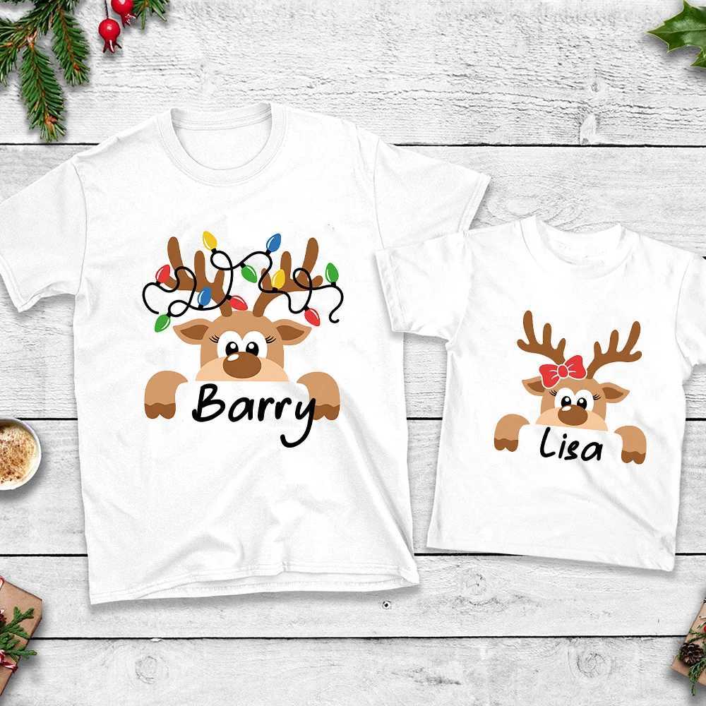 Personalized Christmas Family Customization Name Christmas Reindeer Matching Family Shirt Personalized Holiday Christmas Clothing W241008