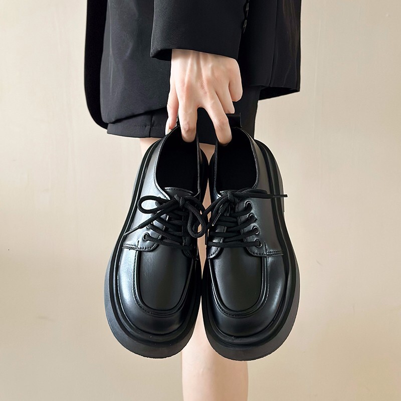 Thick soled JK college style small leather shoes for women, 2025 autumn new fashionable and versatile British style sponge cake loafers for women
